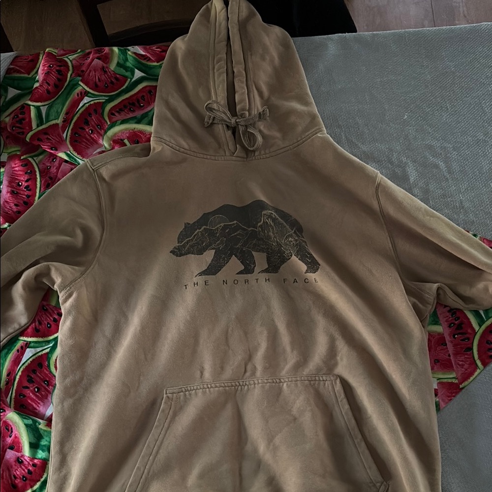 The North Face Tan Hoodie with Bear Design
